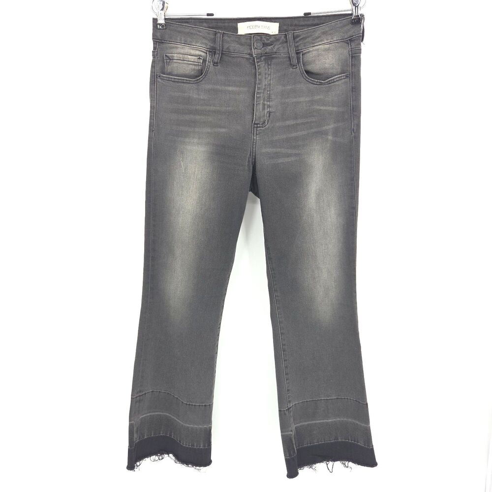 Hidden Jeans Womens Size 30 Gray Flare Frayed  Western Cowboy Rodeo Retro 70s